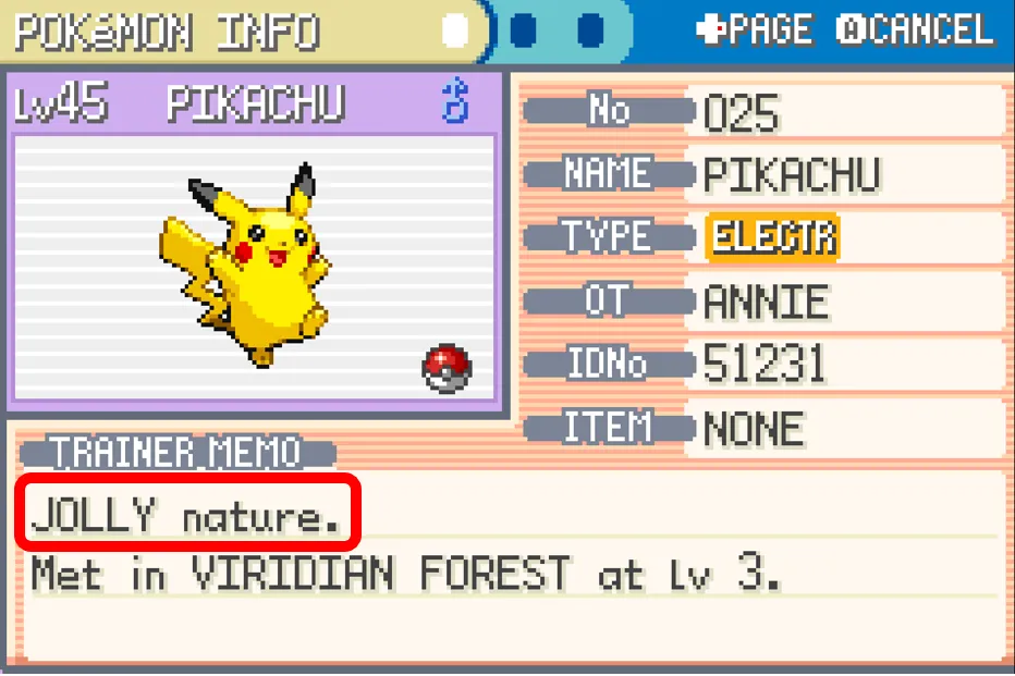 Here are my Pikachu Stats in FireRed (terrible defense because hasty nature  but i will give it iron when i get to Celadon city) : r/pokemon